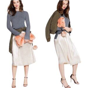 Who What Wear Metallic Pleated Midi Skirt Party Formal Gold - NWT - 12